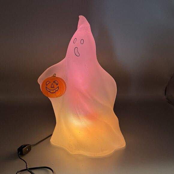 Vtg Ghost Light Up Dept 56 Acrylic Blow Mold Color Changing Halloween Decor 12"T - Picture 3 of 17